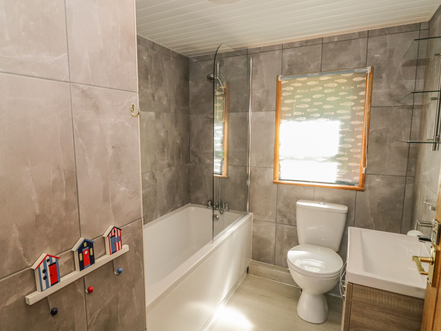 Bathroom with shower over bath